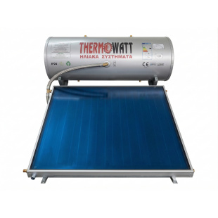 Ηλιακός Θερμοσίφωνας 130lt Glass-Titanium THERMOWATT Επιλεκτικός Κάθετος 1,5τμ Διπλής Ενέργειας